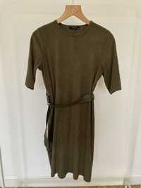 zielona/khaki sukienka zamszowa reserved 34/XS