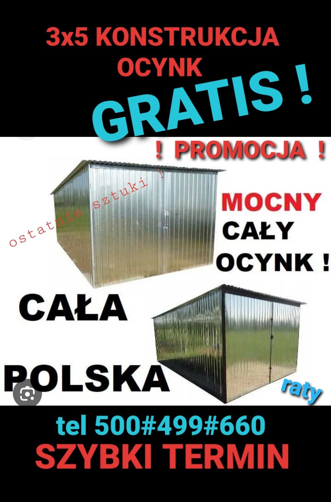 Garaż blaszany 3x5 PEŁNY OCYNK! Mocny! GARAŻE CAŁY KRAJ szybki termin