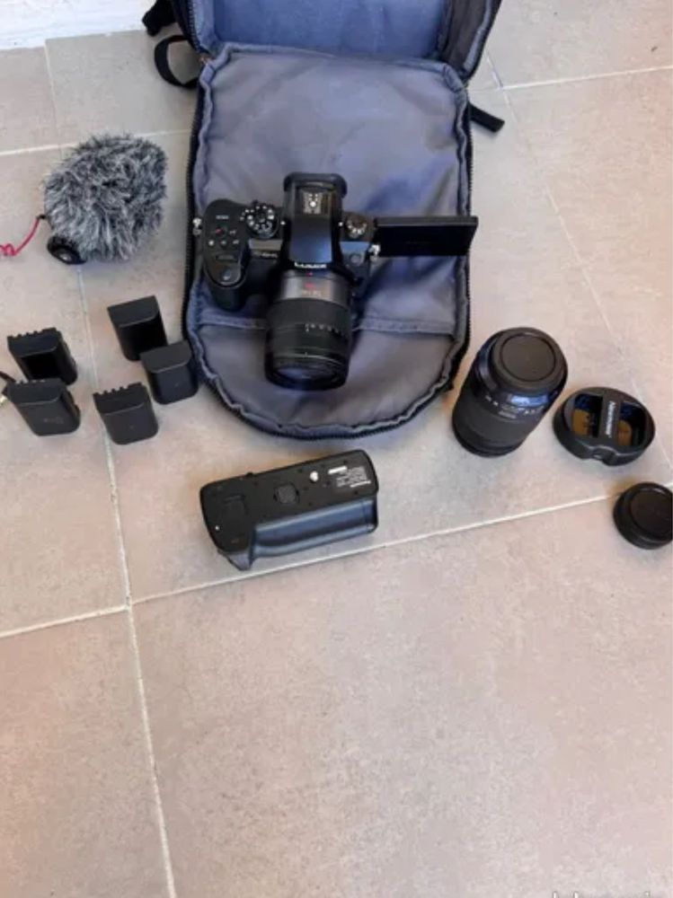 Kit gh5 + objectivas + roning s + leds + tripe