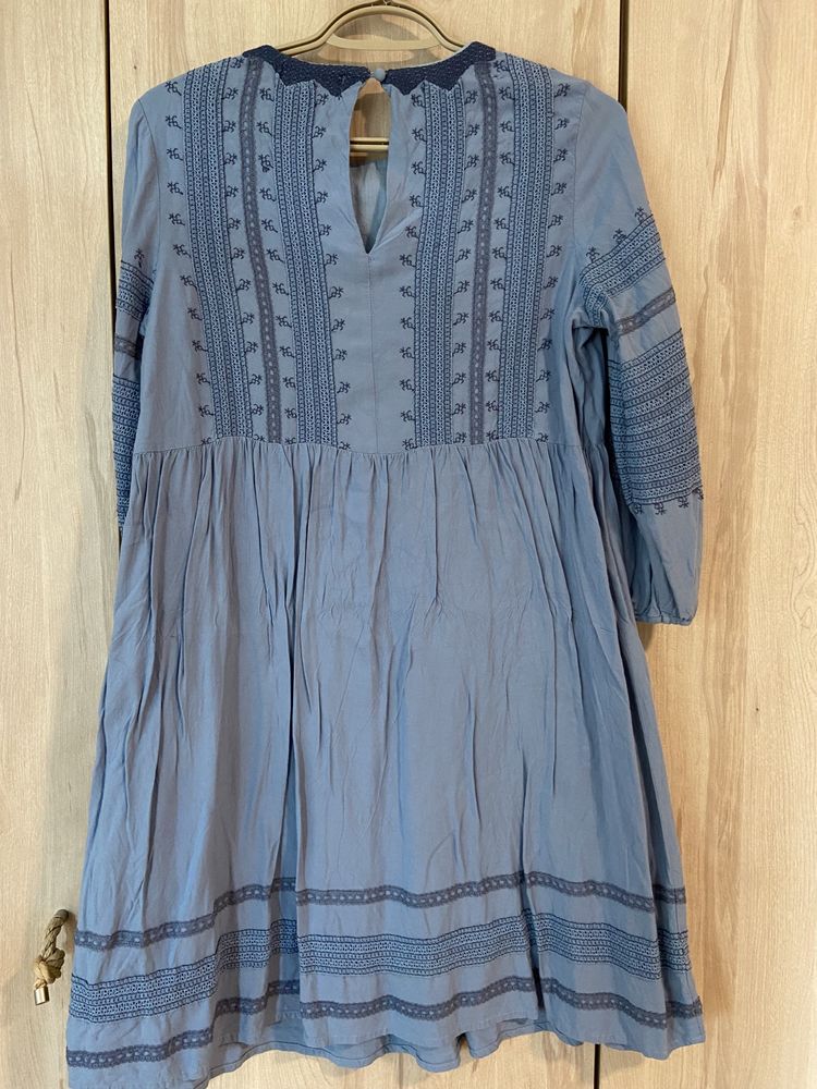 Mohito 36 niebieska sukienka rękaw wiskoza boho miękka lato Vintage