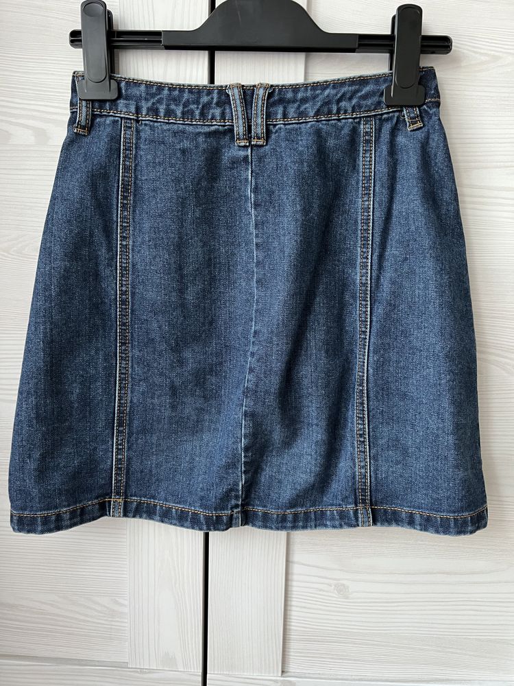Dżinsowa spódniczka spódnica jeansowa z kieszeniami wysoki stan zapina