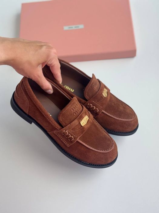 Лофери чорні/ коричневі Miu Miu