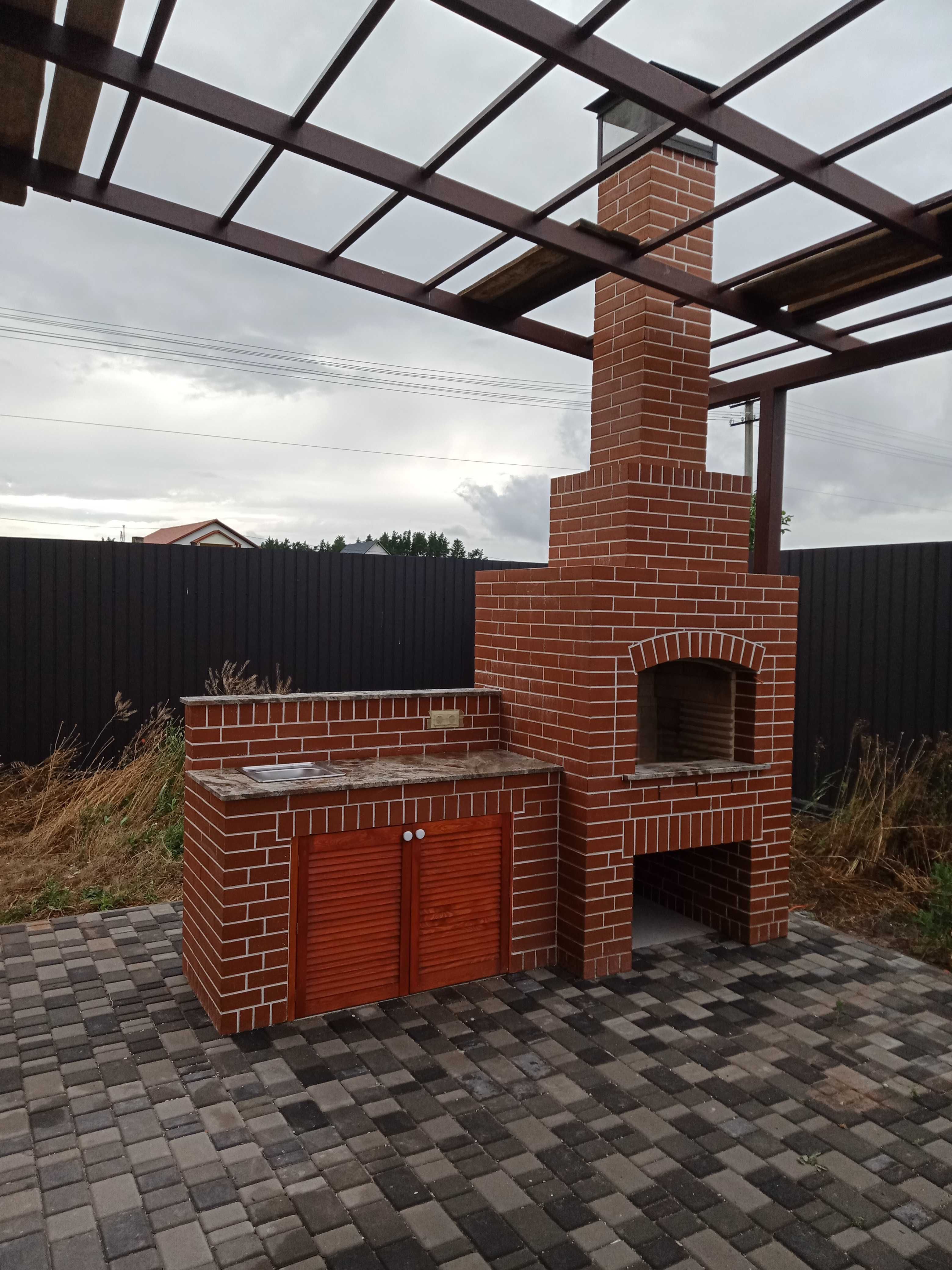 Churrasqueira, forno de pizza, fogão a lenha - construção manual