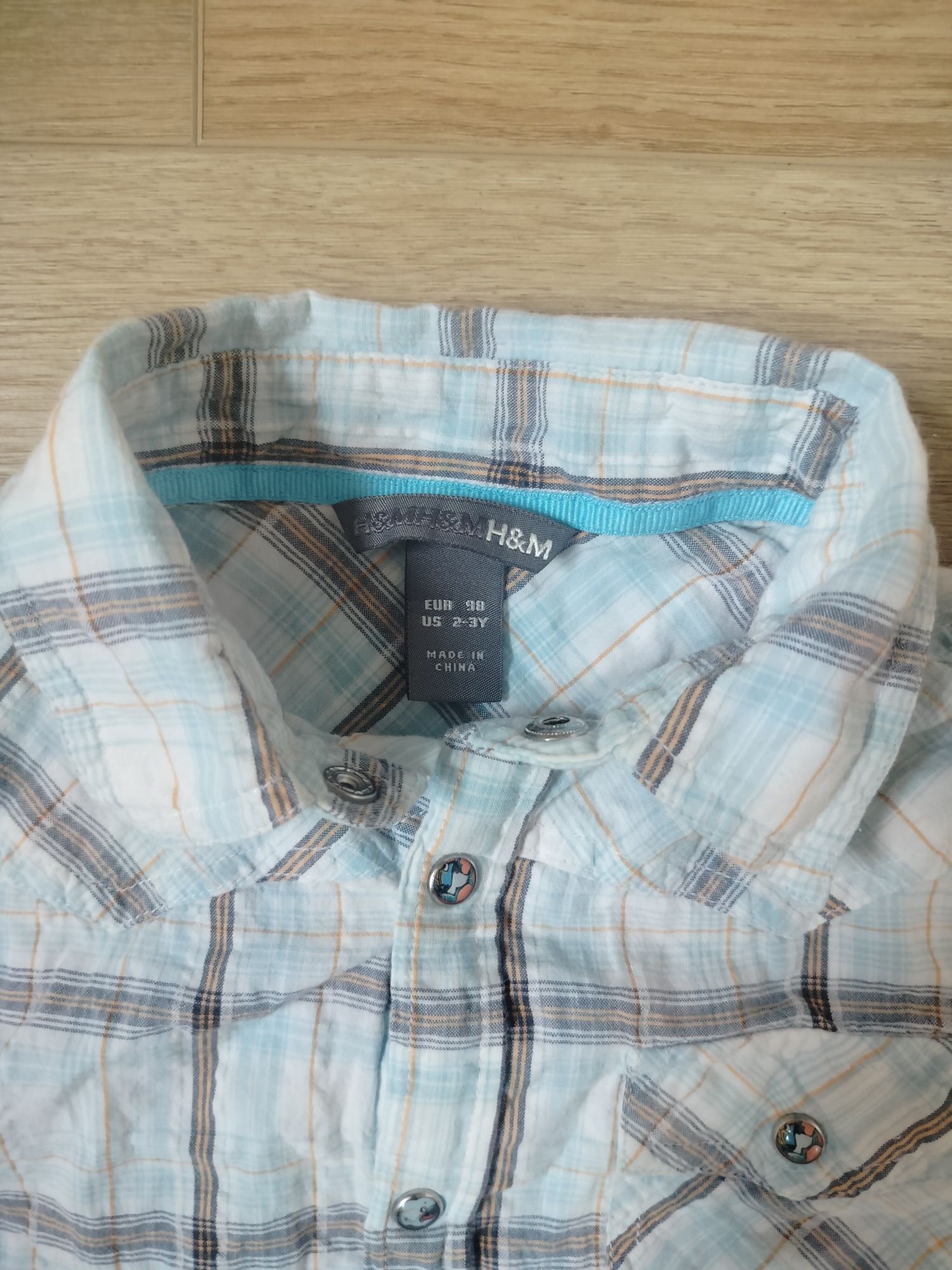 Koszula chłopięca krótki rękaw H&M kratka 98