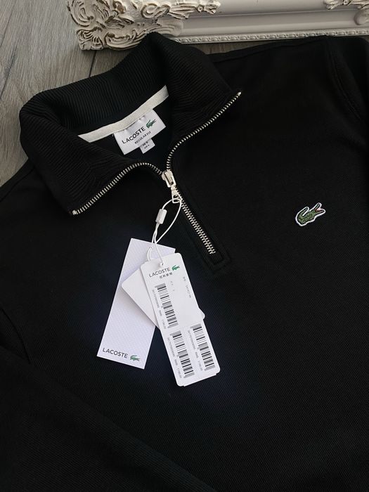 Кофта Lacoste, зипка полузамок 1/3, зип, чорна кофта лакосте