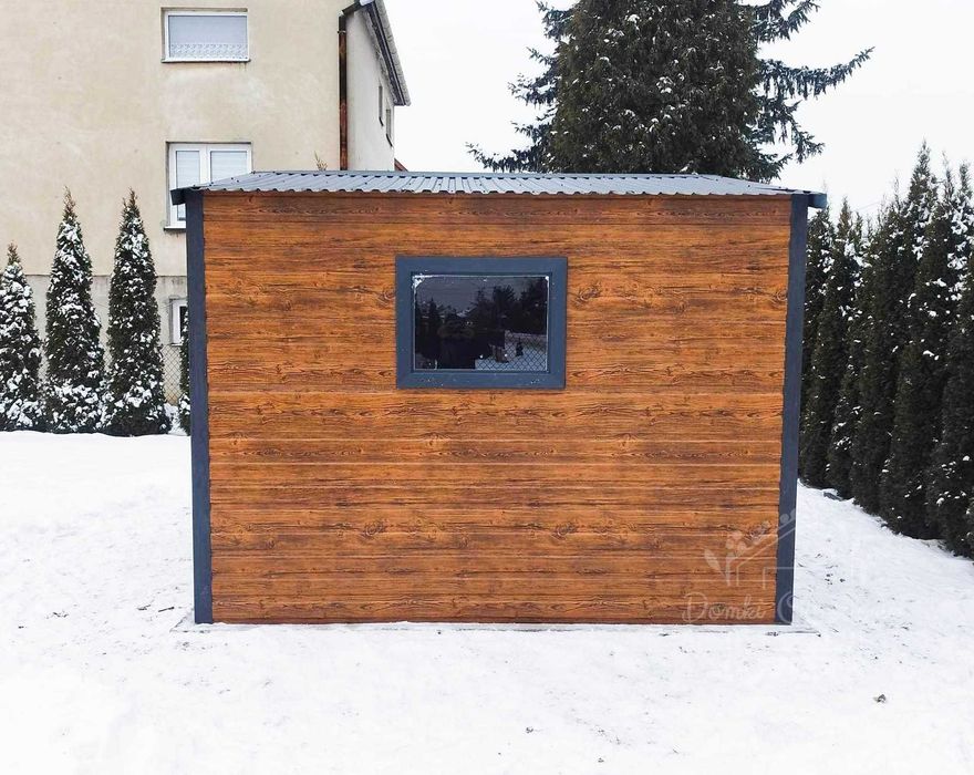 Domek Ogrodowy  2,5x2 + wiata 1x2 okno drewnopodobny Dwuspad  ID435