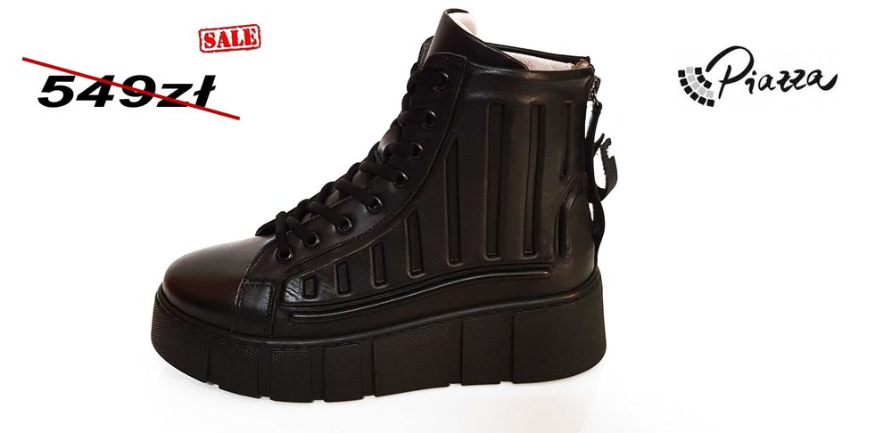 Botki damskie skóra czarne PIAZZA r. 38,39,40 SALE !!!