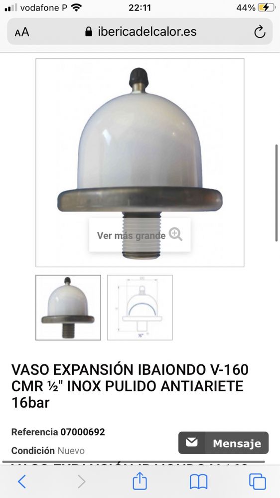 IBAIONDO V-160 CMR ½" Inox Pulido Antiariete 16bar