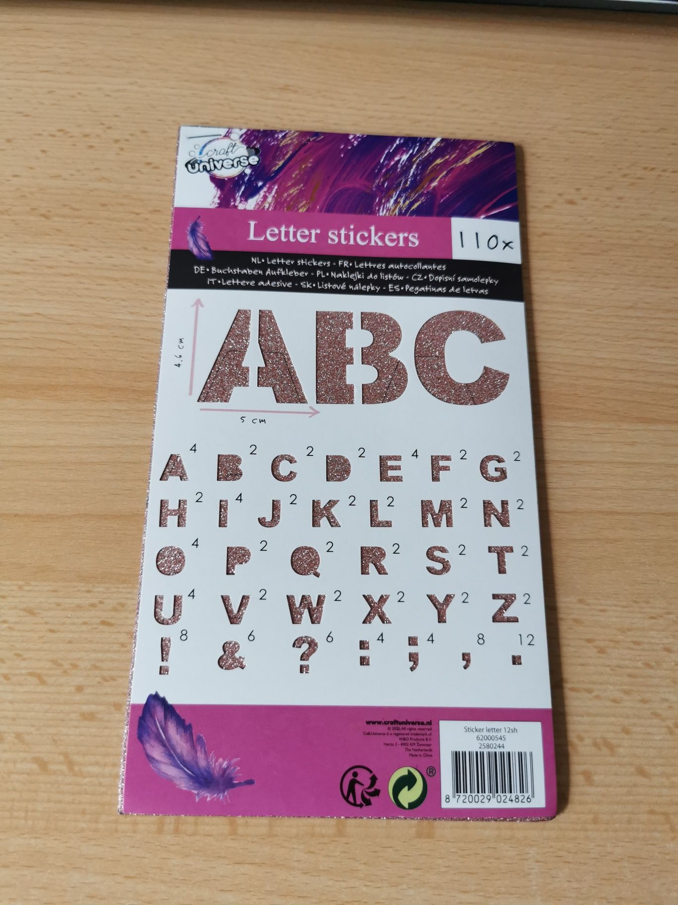 Duże świecące naklejki literki glitter letter stickers 110x