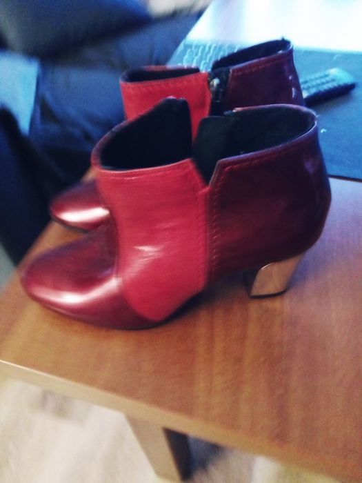 Botki 37 xa kostke damskie bordo srebro