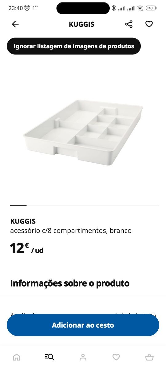 Ikea Kuggis - organizador de gaveta / tabuleiro para talheres