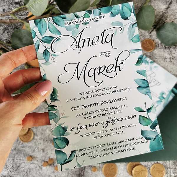 Zaproszenia Ślubne Jednokartkowe Z Bilecikiem SL152
