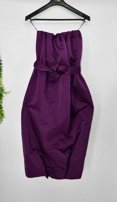 Elegancka sukienka Zara bombka, ciemny fiolet, S – nowa z metką