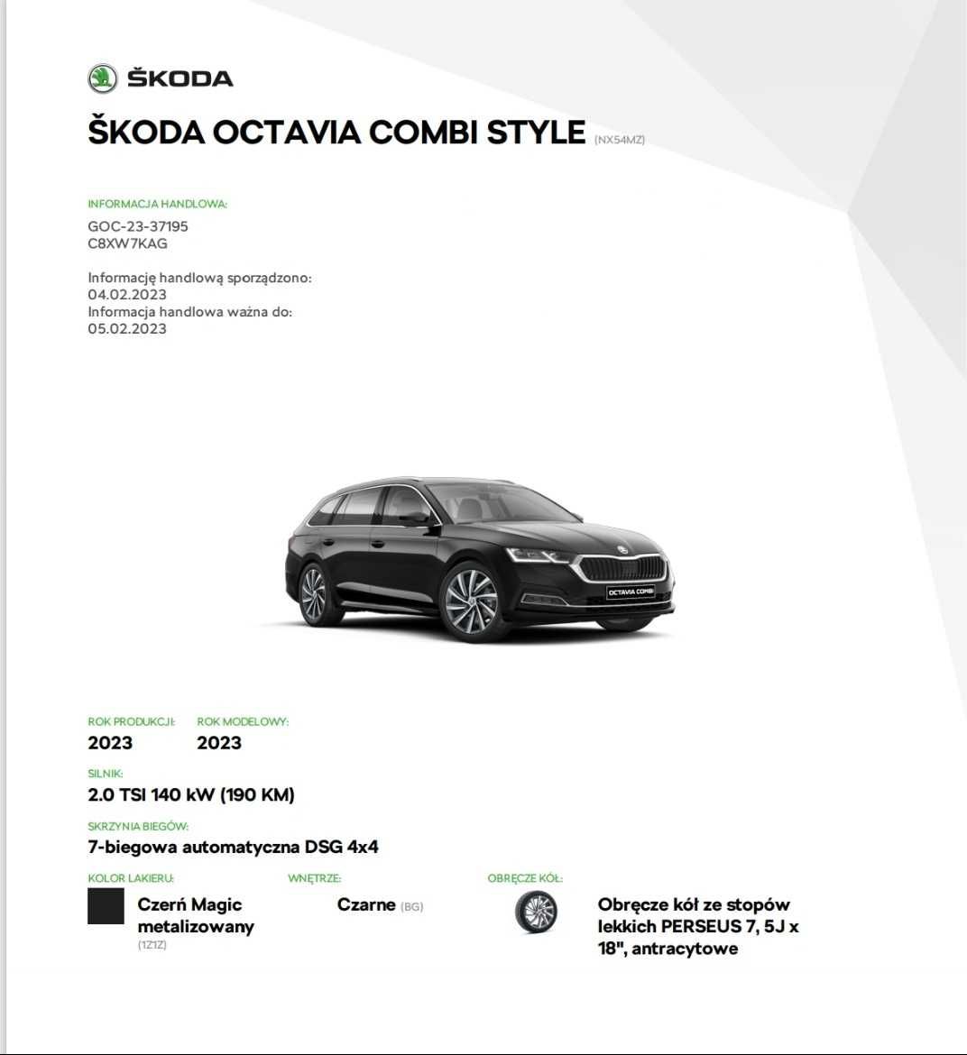 Skoda Octavia 2.0 TSI 4X4 DSG 23%VAT