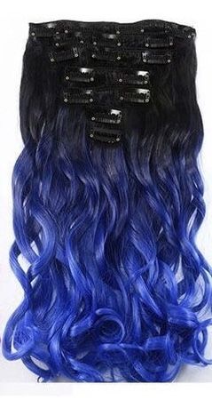 7 sztuk Clip On Włosy Ombre Hiacynt/Blue 50cm