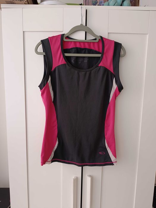 różowo-szara sportowa bluzka bez rękawów