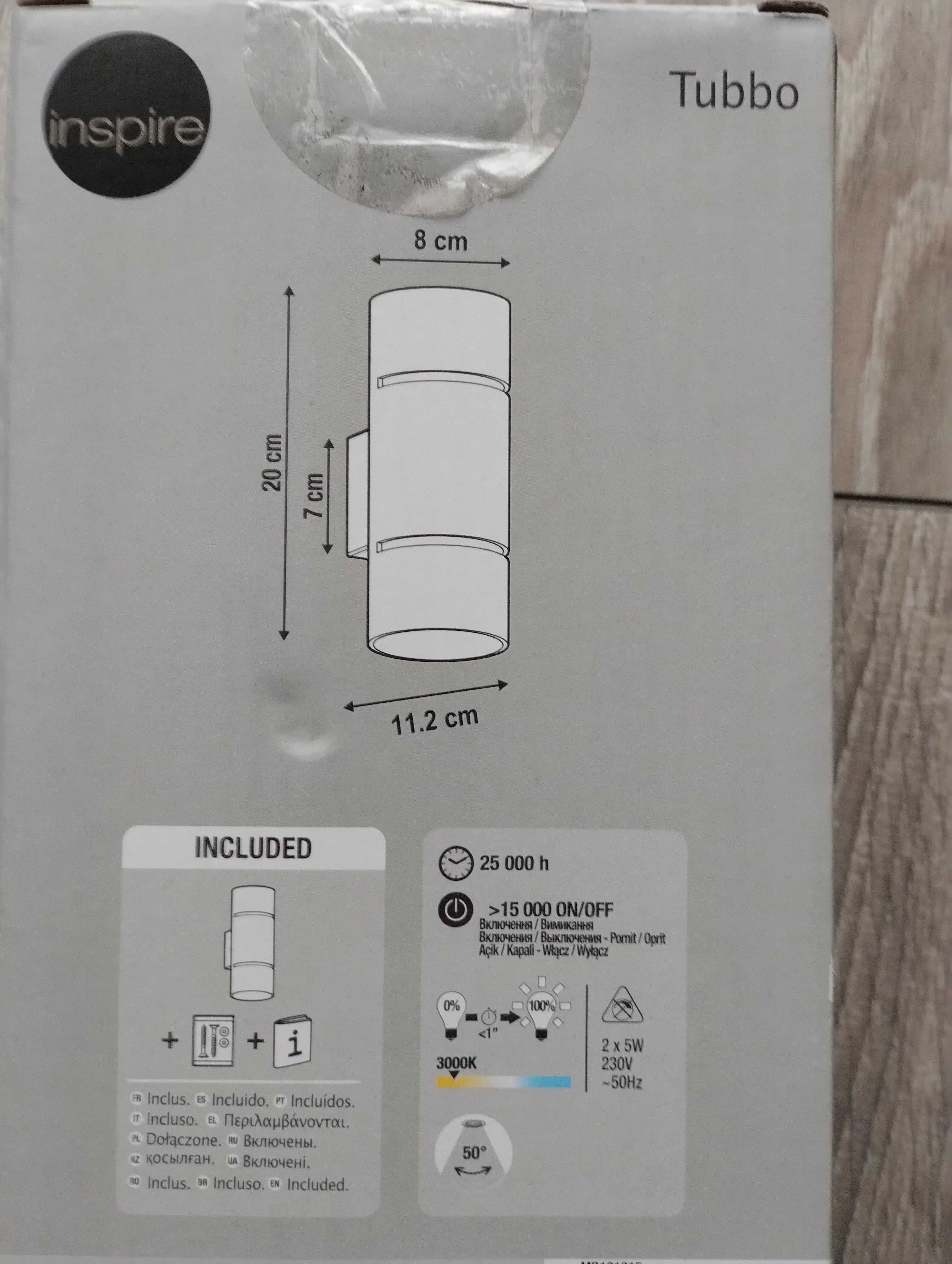 kinkiet ze zintegrowanym modułem led inspire tubbo 2 sztuki