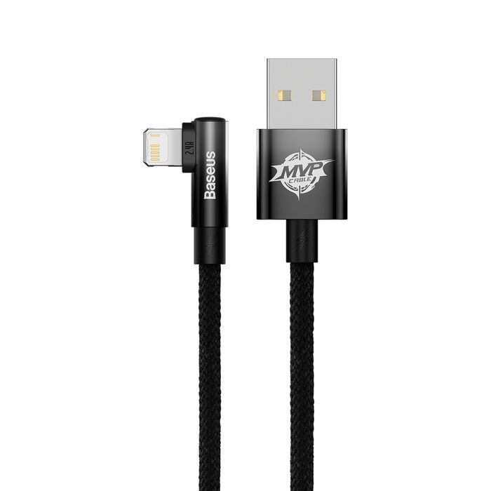 Kabel USB do Telefonu Baseus Mvp 2 Elbow 2M 2.4A Nylon Czarny