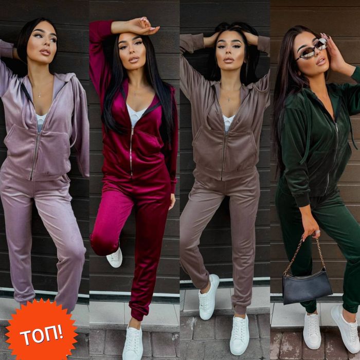 ‼️ Жіночий велюровий костюм: кофта на блискавці+джогери. Р. S, M, L