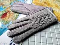 Damskie rękawiczki zimowe ocieplane nowe modne szare