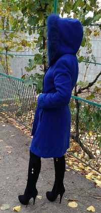 Пальто женское, зимнее, кашемир, размер 42, с капюшоном, мех песец