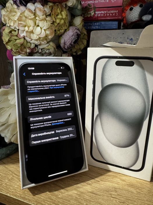 iPhone 15 2024 рік 128GB 10/10 | Neverlock | Фіз сім | 87%
