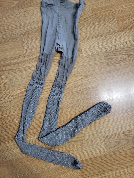 Nowe Marilyn/Gatta rajstopy damskie srebrne brokat prążki