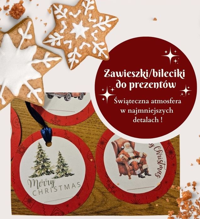 Świąteczne zawieszki, bileciki, karneciki bożonarodzeniowe