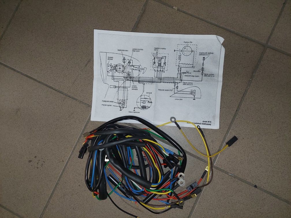 Nowa Polska kpl instalacja wiązka elektryczna junak m10+katalog rama