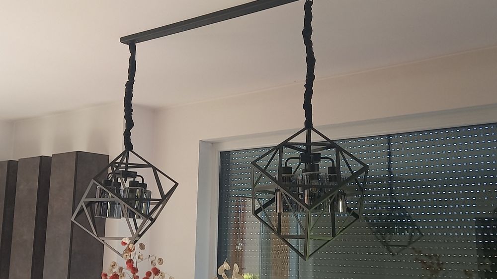 Zestaw komplet lamp żyrandoli jadalnia salon loft piękne eleganckie
