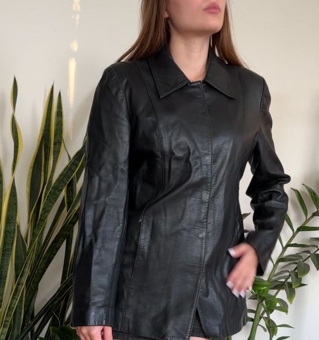 Шкіряний піджак куртка тренч жакет
