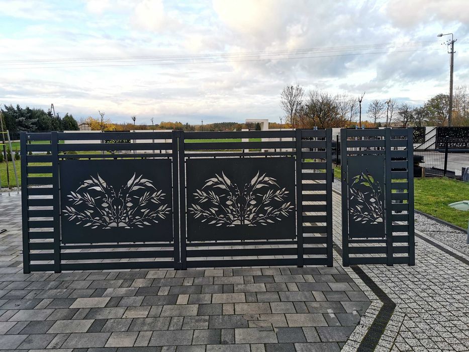 Brama z furtką kpl. ocynk + ral skrzydłowa wypalana przesuwna słupek !