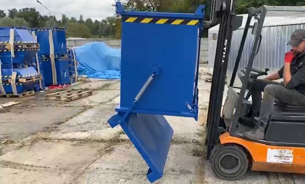 Kontener z otwieranym dnem 1000L, PMDB, do dźwigów, wózków PROMOCJA