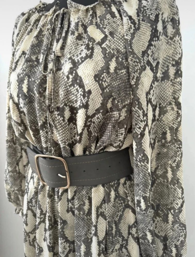 ZARA szyfonowa sukienka midi Snake Print