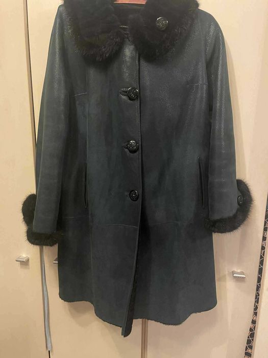 дублянка-шуба двостороння (натуральна, оторочка норкою)