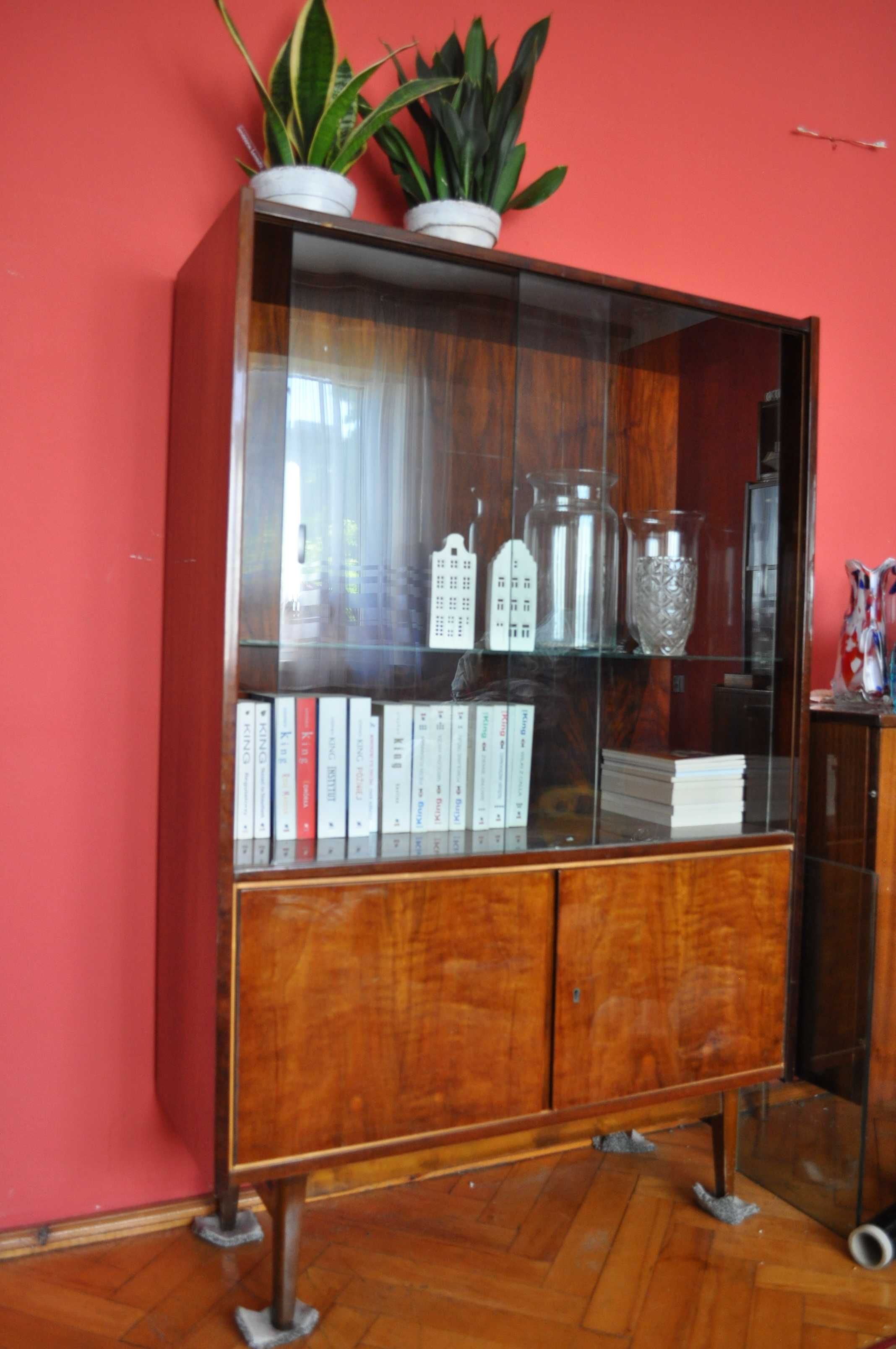 3 Meble prl biblioteczka regał kredens wysoki połysk