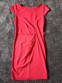 Malinowa sukienka z drapowaniem, rozmiar 38