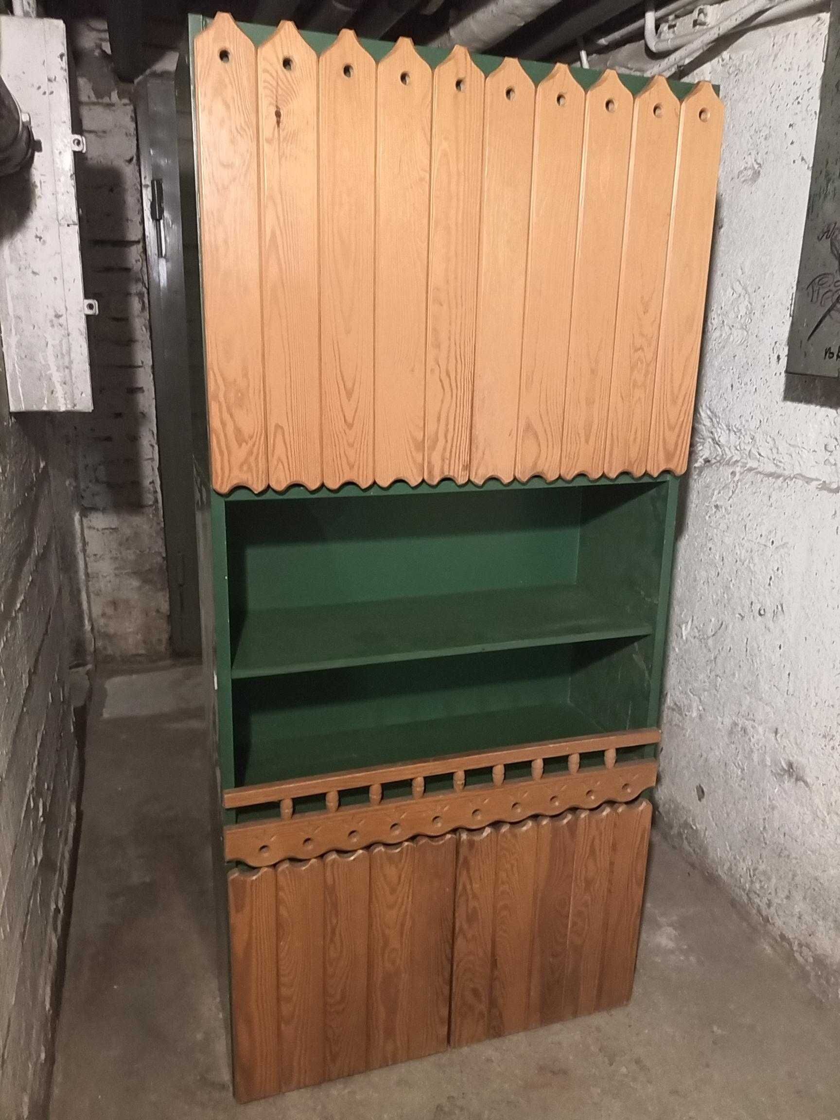 Regał 3-częściowy, drewniane ornamentowane fronty