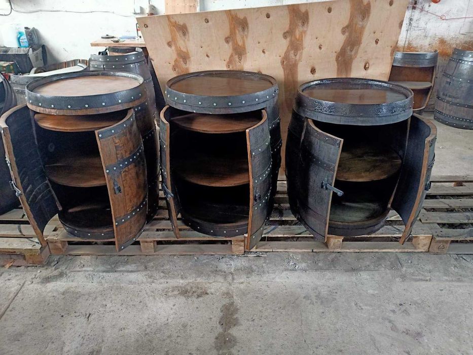 NOWY Dębowy barek na alkohol, z beczki po whisky, oświetlenie LED