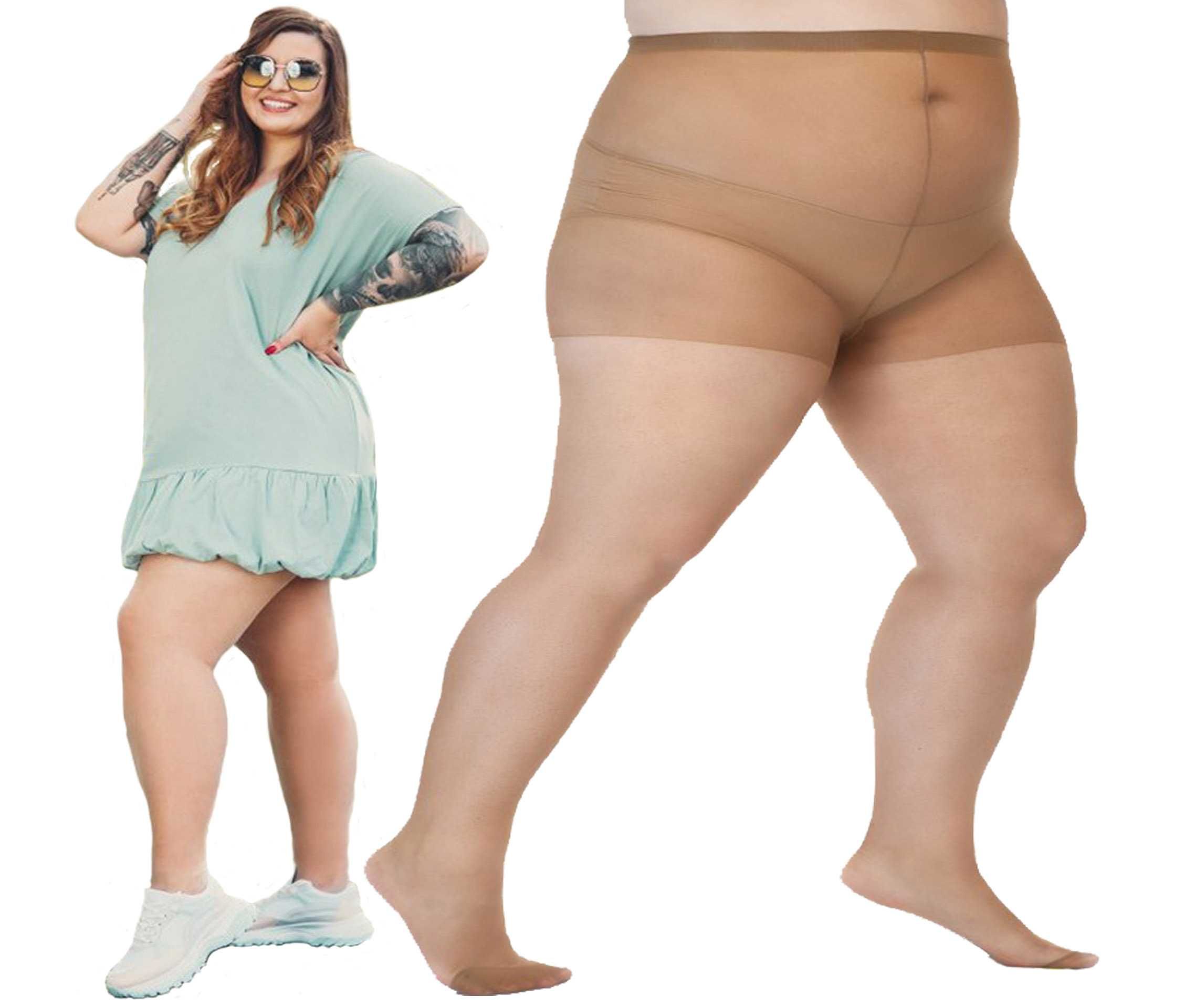 Rajstopy Lida Plus Size , 20den , Średni beż, 4XXXL , biodra do 200cm