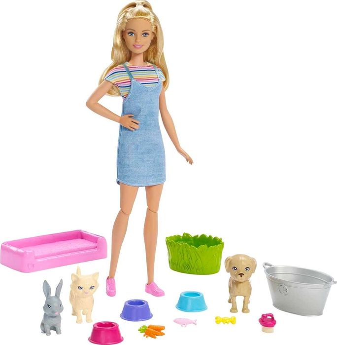 ОРИГИНАЛ Кукла Барби купай и играй меняем цвет Barbie Play & Wash Pets