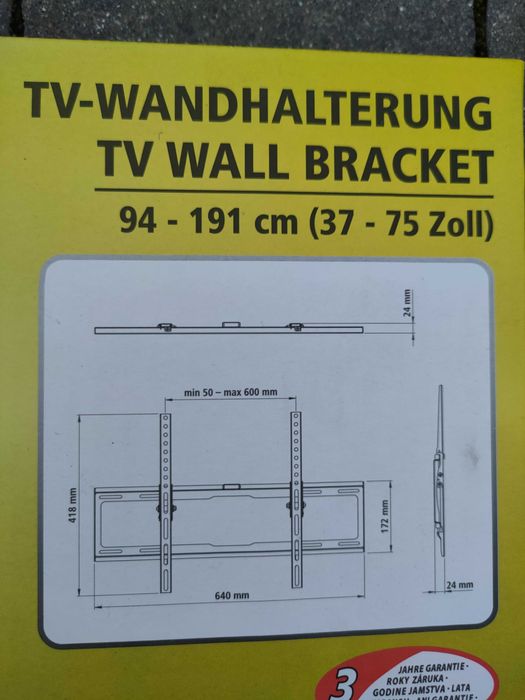 Plaski wieszak do TV do 75" metalowy NOWY