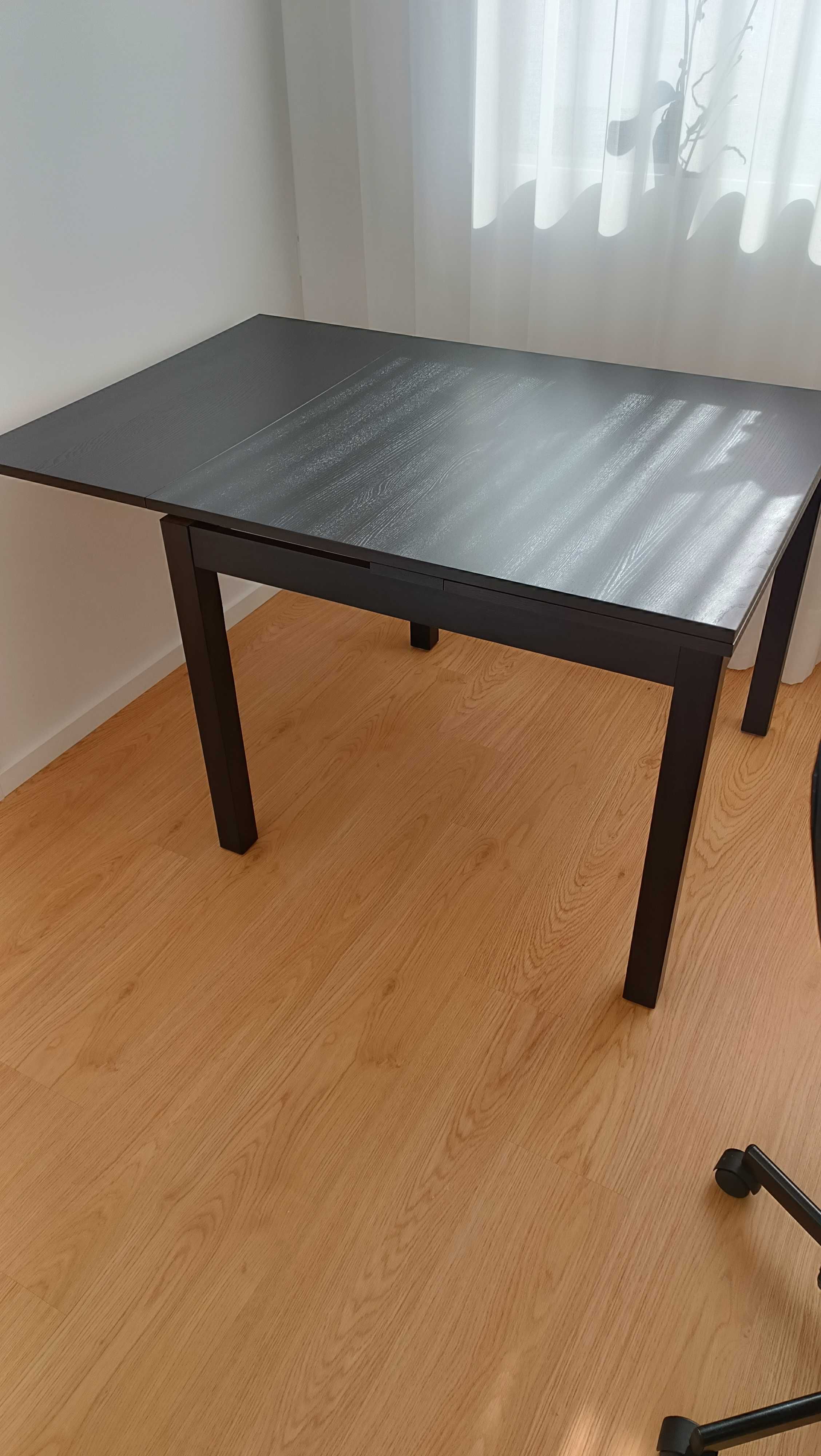 Mesa de Sala Preto-Castanho Extensível 90 x 90 cm -> 90 x 170 cm