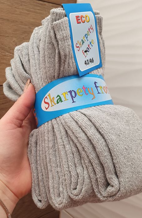 Szare skarpetki frotte frota 43-46 ciepłe miękkie thermo