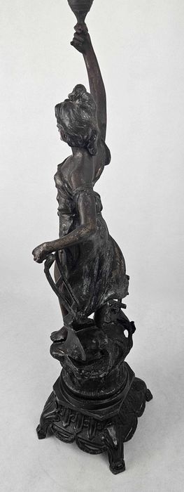 Figuralna lampa naftowa DEMETER  alegoria rolnictwa Francja - Antyk