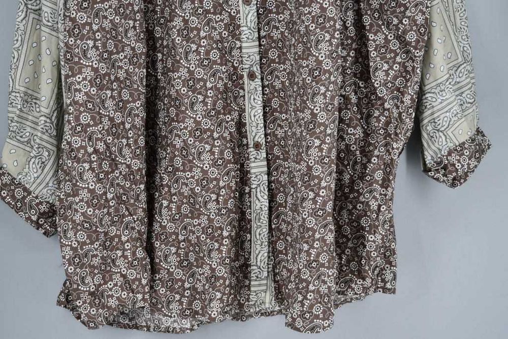 Dłuższa koszula oversize Boohoo – brązowo-beżowy nadruk,  bawełna, 44