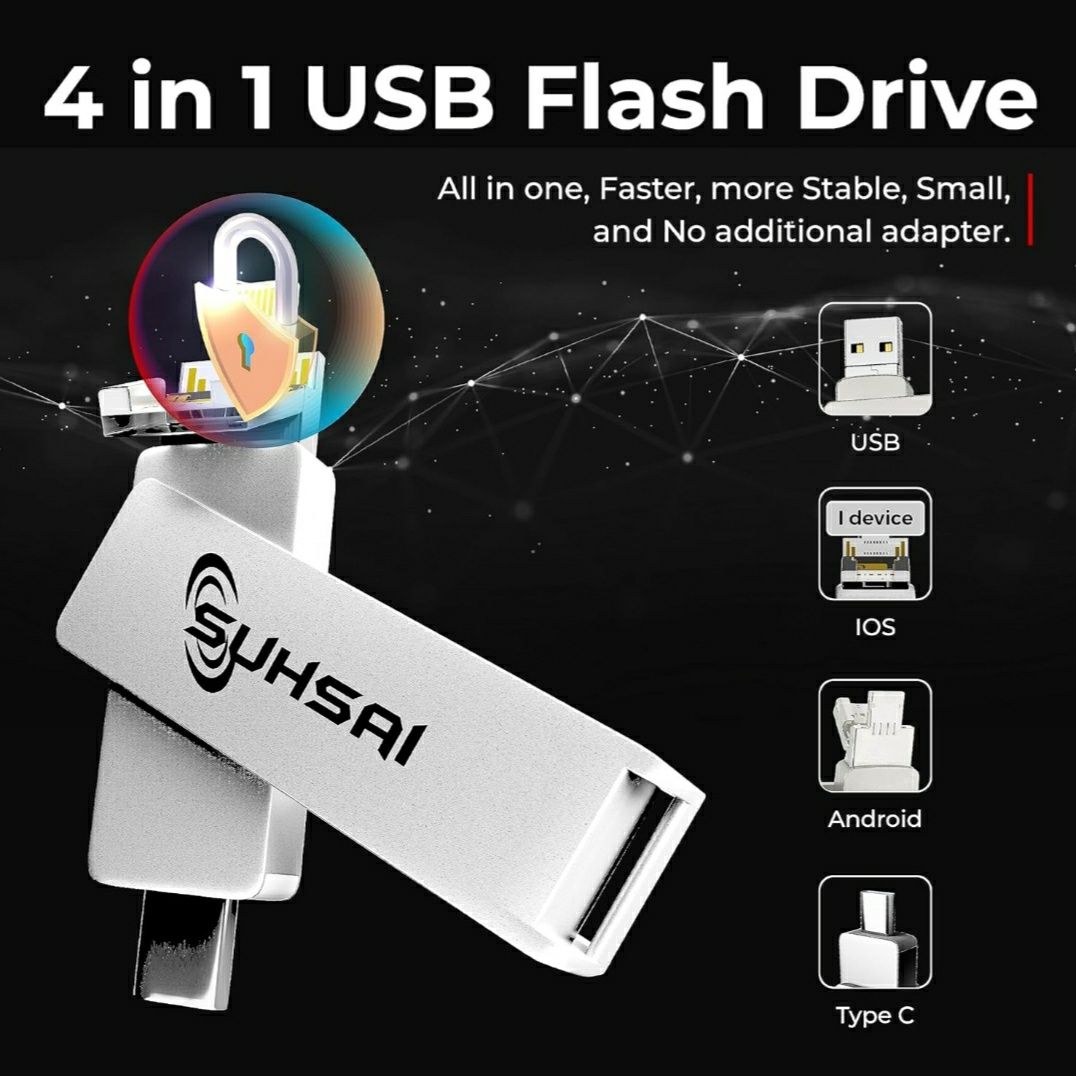 Suhsai Pamięć USB 4 w 1, pendrive 233 GB, pendrive USB 3.0, pendrive U