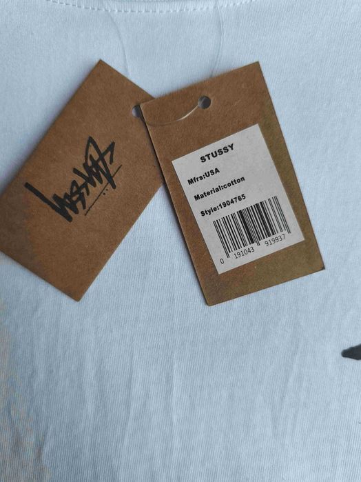Stussy Męska Biała Koszulka z Nadrukiem L