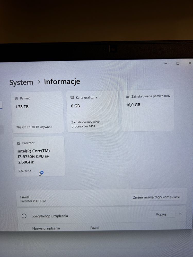 Laptop gamingowy Acer Predator HELIOS