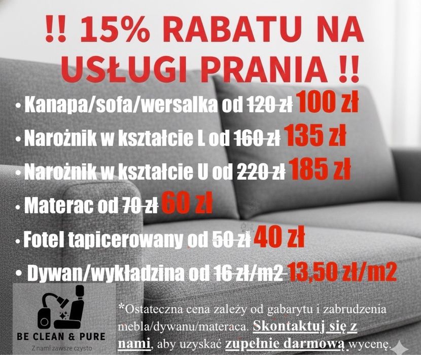 !UPUST -15%! Pranie dywanów/materacy/tapicerki |Tarnowskie G., okolice